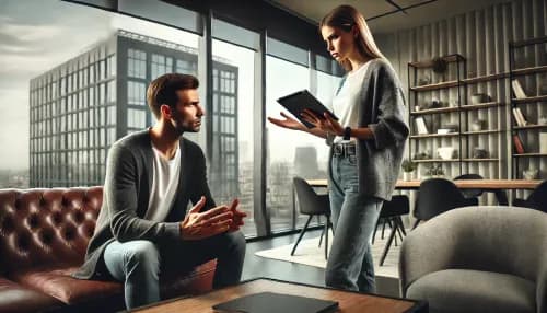 Couple talking in the office