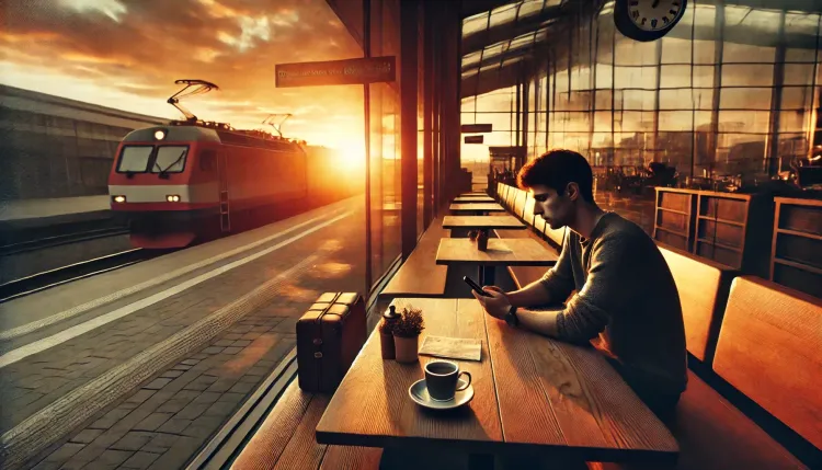 A man at the train station